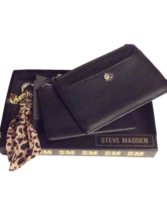 Steve Madden Handbags - Steve Madden Black Wristlet Animal Print Key Ring